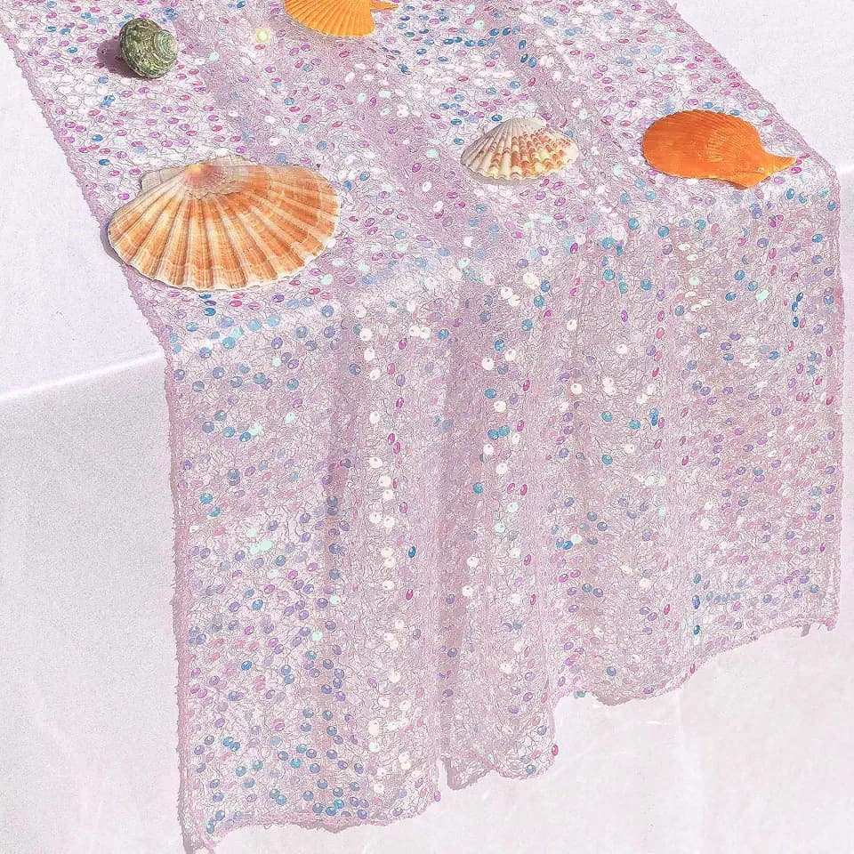 Pink Sequin Table Runner 120 Inch B-Day Table Decorations