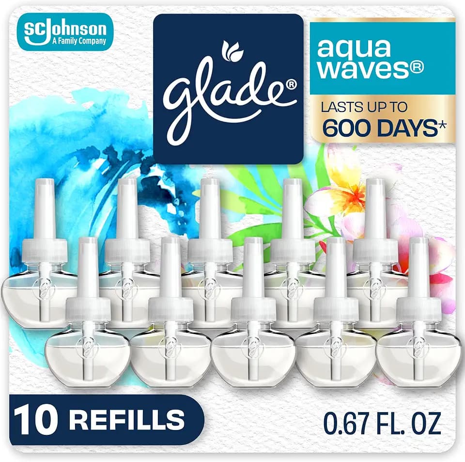 Glade PlugIns Air Freshener Refills, Aqua Waves, 10 Count
