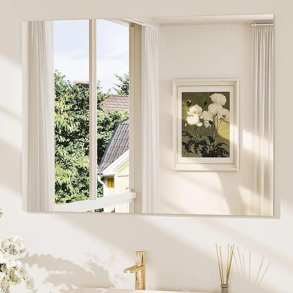 TokeShimi Frameless Mirror 40x30, Frameless Bathroom Mirror for Over Sink