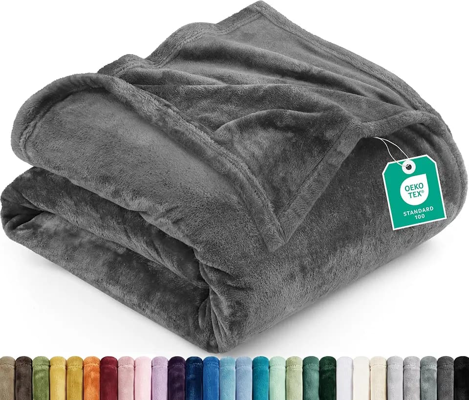 Utopia Bedding Ultra Soft Fleece Bed Blanket Twin Size Grey (60x80 Inches)