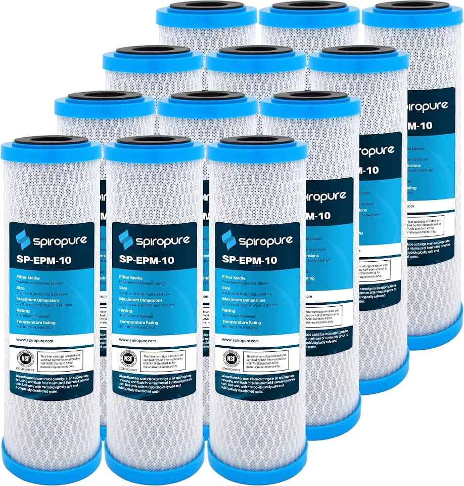SpiroPure SP-EPM-10 10x2.5 Carbon Block Water Filter EPM-10 CB-25-1010 12PK