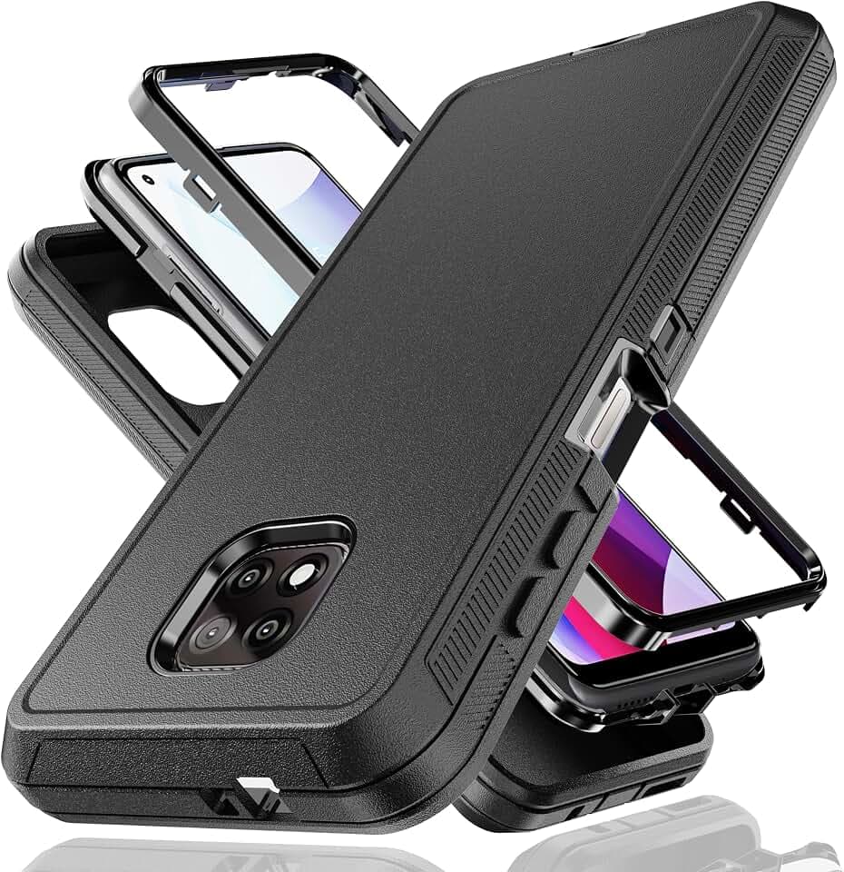 YmhxcY for Moto G Power 2021 Case - 3-in-1 Heavy Duty Rubber Protection Cover,Military Grade Shockproof Secure Layered Moto G Power 2021 Phone Case-Black