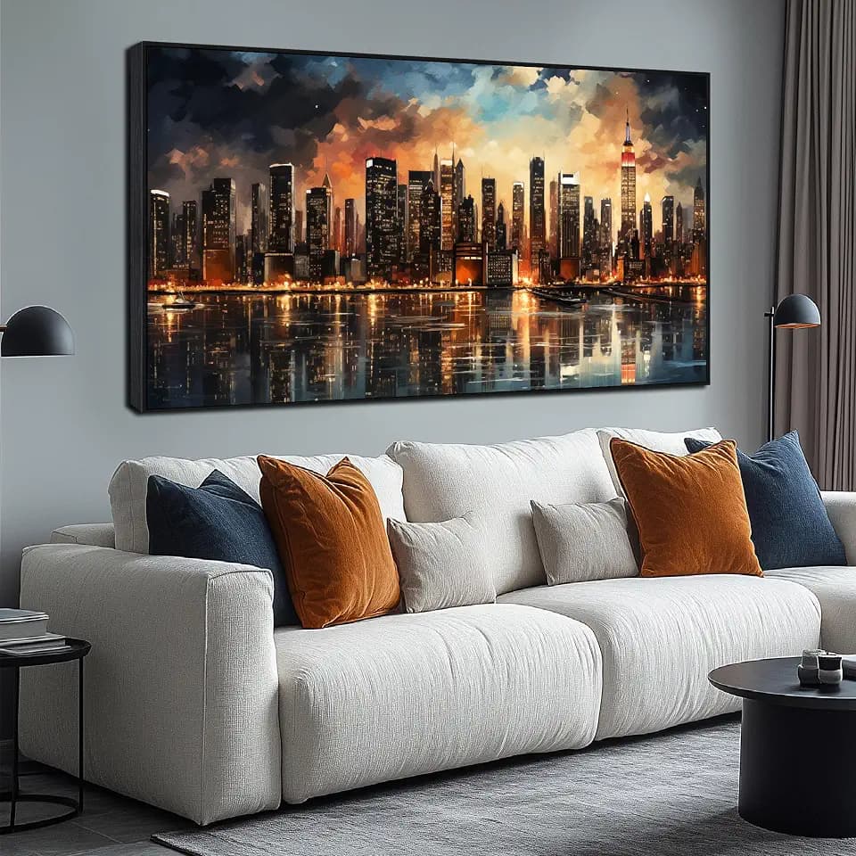 New York Skyline Wall Art Black Framed Wall Art for Living Room