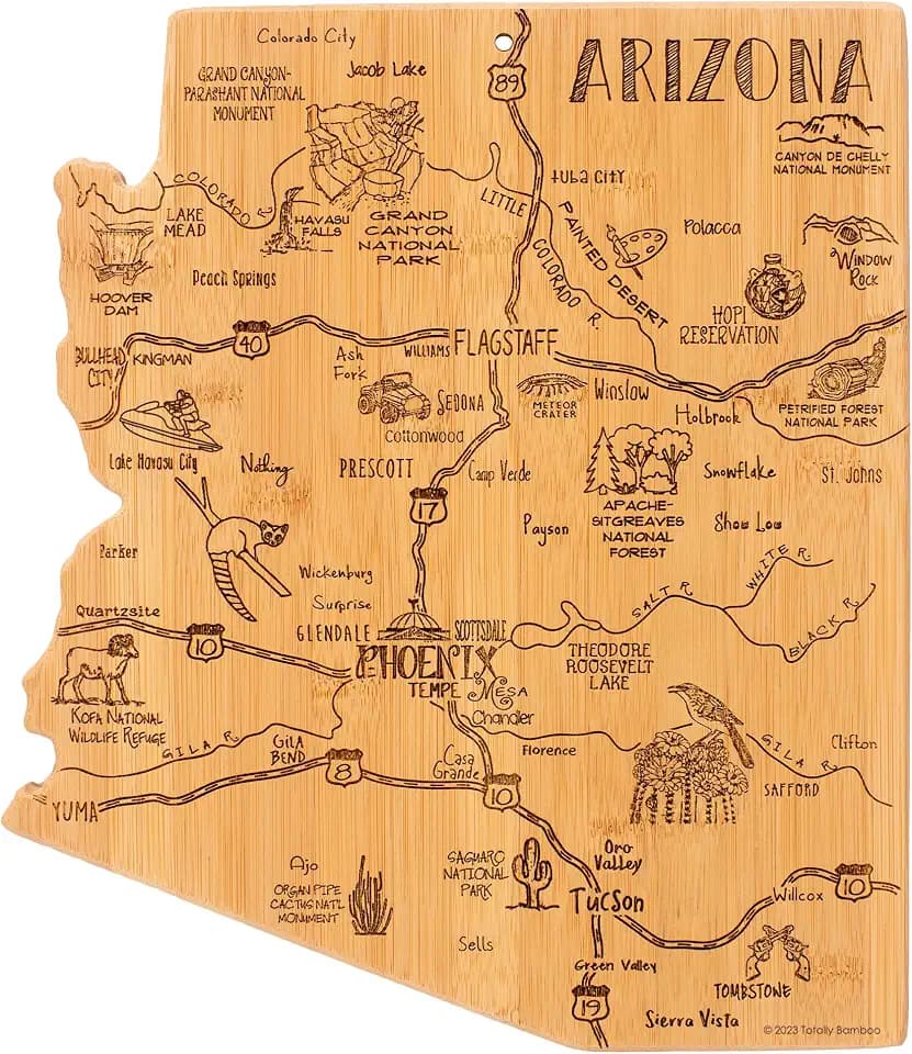 Totally Bamboo Destination Arizona State Shaped Cutting Board