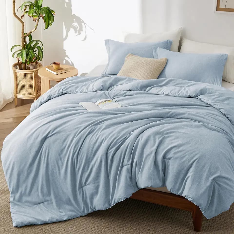 Bedsure Light Blue Twin Comforter Set, Cationic Dyed Bedding Set 2 Pcs