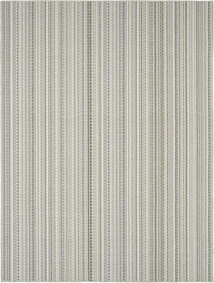 Garland Rug Carnival Stripe Non-Slip Recycled 9' x 12' Random Earthtone Stripes Area Rug – Modern, Stain-Resistant, Ideal for Living Rooms & High-Traffic Areas