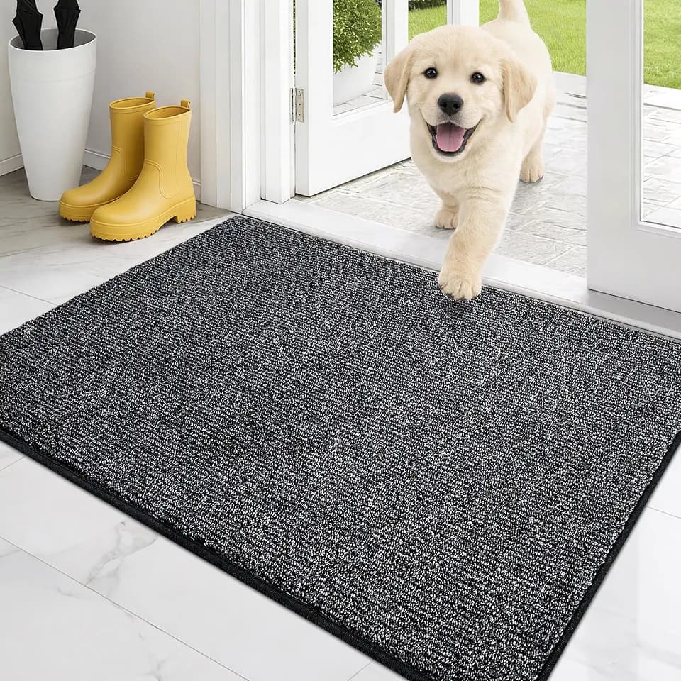 PURRUGS Dirt Trapping Indoor Door Mat, 24" x 35.5", Heathered Charcoal