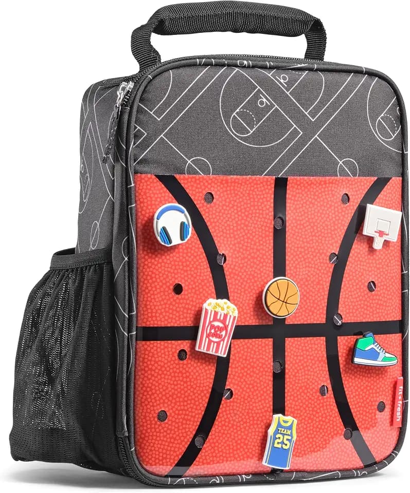 Fit & Fresh Customizable Basketball Kids Lunch Box - 6 Fun Charms Included