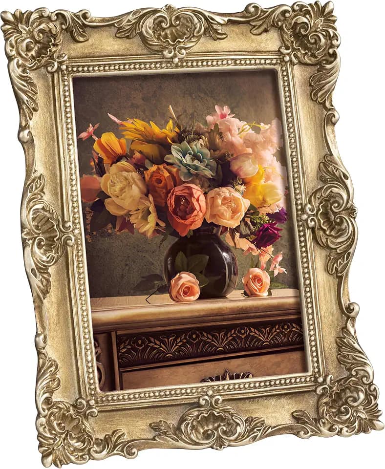 eletecpro 5x7 Vintage Picture Frame with Real Glass Cover, Gold, 1-Pack