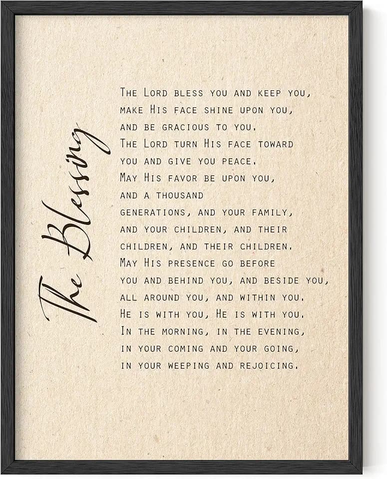HAUS AND HUES The Blessing Religious Wall Art - Prayer Room Decor Religious Wall Decor, Christian Wall Art, Christianity Artwork, Christian Office Decor (Black Frame, 12x16)