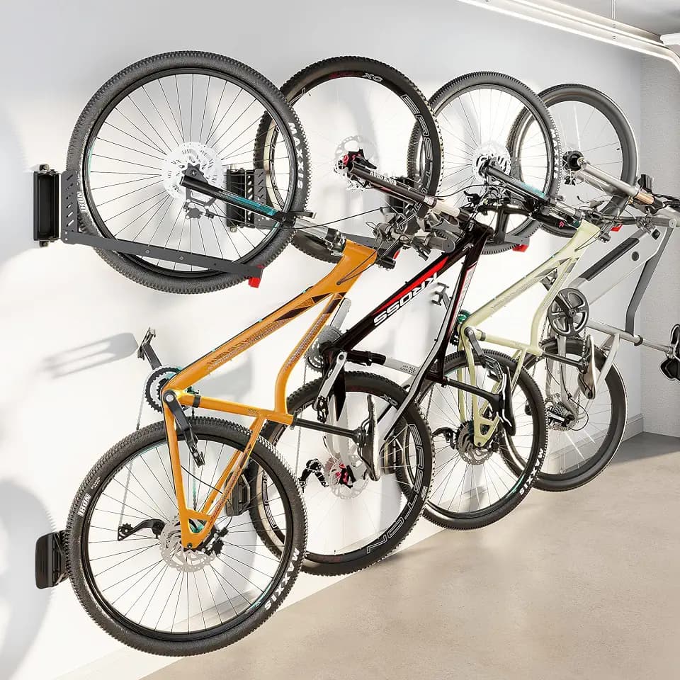 monTEK No-Lift Swivel Bike Wall Mount, Bike Hangers for Garage, 4 Pack
