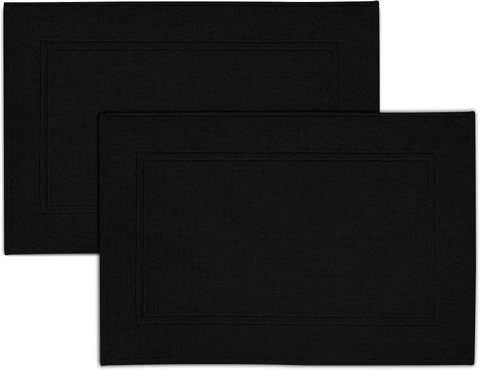 Tens Towels 2 Piece Bath Mats 20 x 32 Inches, Black