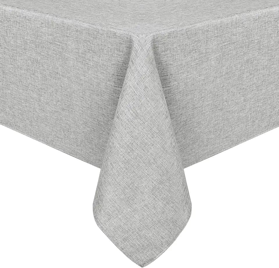 Hiasan Faux Linen Square Tablecloth 70 x 70 Inch, Light Grey