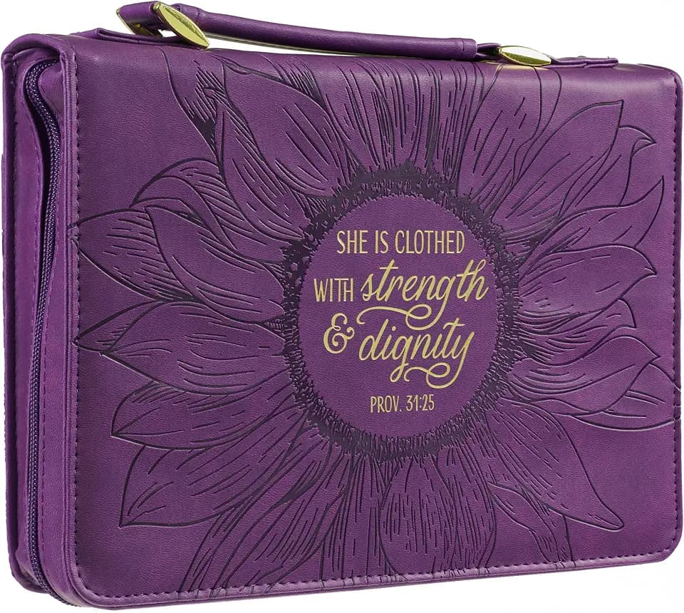 Christian Art Gifts Women's Faux Leather Bible Cover Strength and Dignity