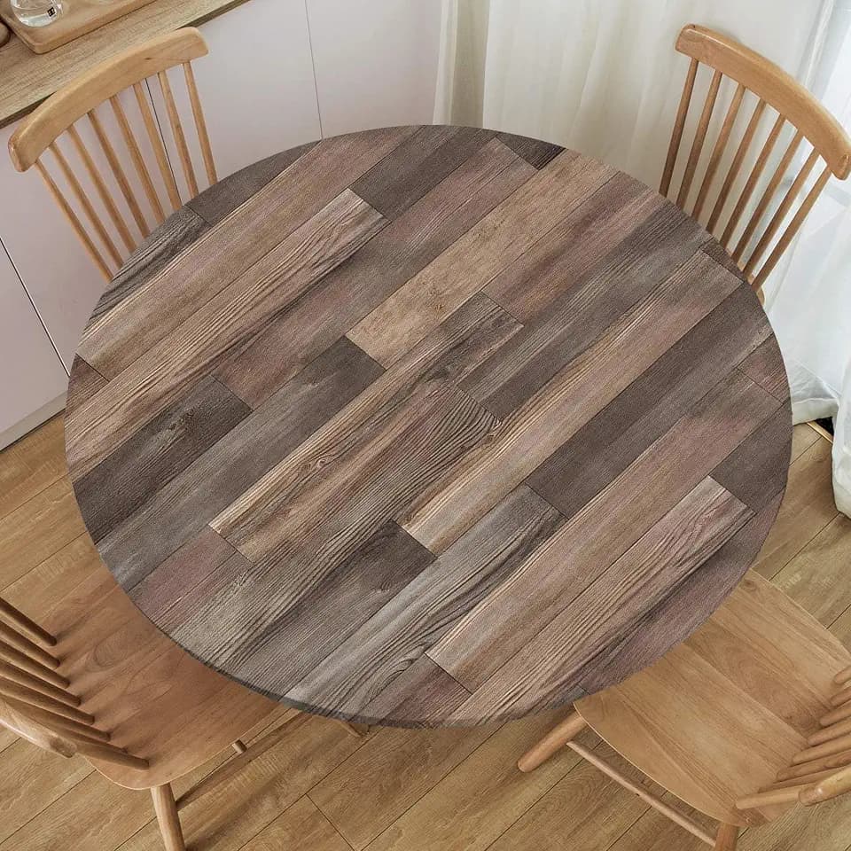 Round Fitted Tablecloth With Elastic,Outdoor Table Cover,Elastic Edge Design,Suitable for Round Tables Ranging from 45 in to 52 in,Anti Wrinkle and Scratch Resistant,Easy Clean & Stain Resistant