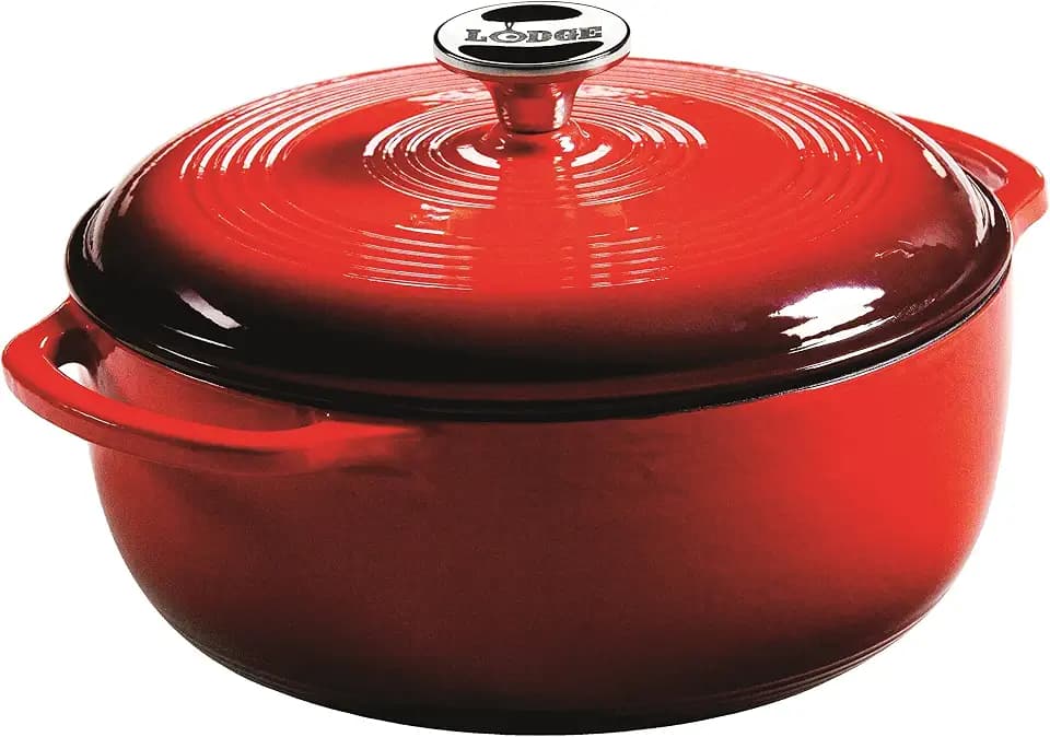Lodge Essential Enamel Cast Iron Dutch Oven, 4.5 Quart, Island Spice Red