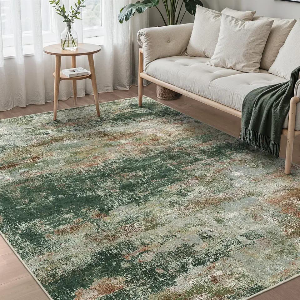 BEIMO 5x7 Area Rugs for Bedroom, Green Brown Washable Abstract Non Slip Rug