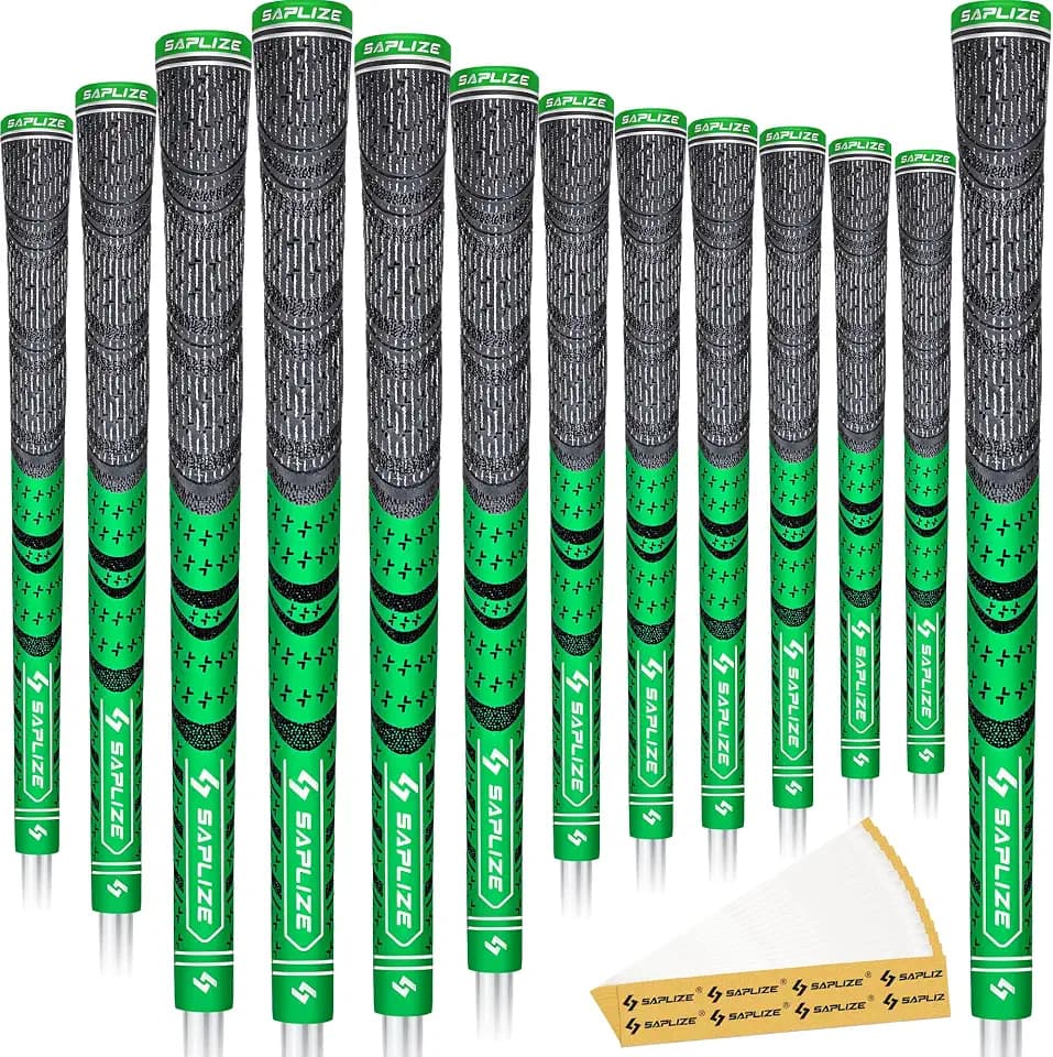 SAPLIZE Cross Cord Golf Grips Set of 13 Grips with Tape or Full Regripping Kit, Std/Mid/Jumbo, Low Taper Design, Multi-compound Hybrid, Anti-Slip Golf Club Grips, T30 Flow Series