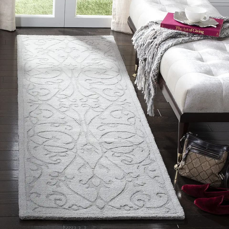 SAFAVIEH Impressions Collection Runner Rug - 2'3" x 12', Grey, Handmade Wool, Ideal for High Traffic Areas in Living Room, Bedroom (IM341B)