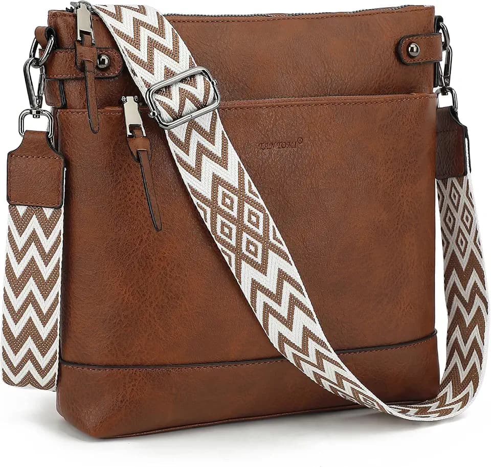 TANTOMI Vegan Leather Crossbody Bags for Women Hobo Travel Purse with Guitar Strap Trendy Women's Handbags with 6 Card Slots