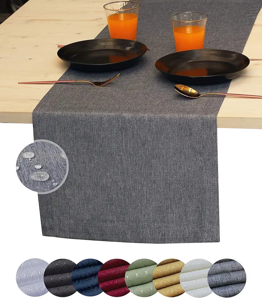 Grey Table Runner 144 inch, Outdoor Dresser Scarf, Waterproof Gray Coffee Table Runner, Long Dining Table Runners, Decor for Fiesta, Dinner Parties, Wedding, Easter, Mothers Day, Birthday