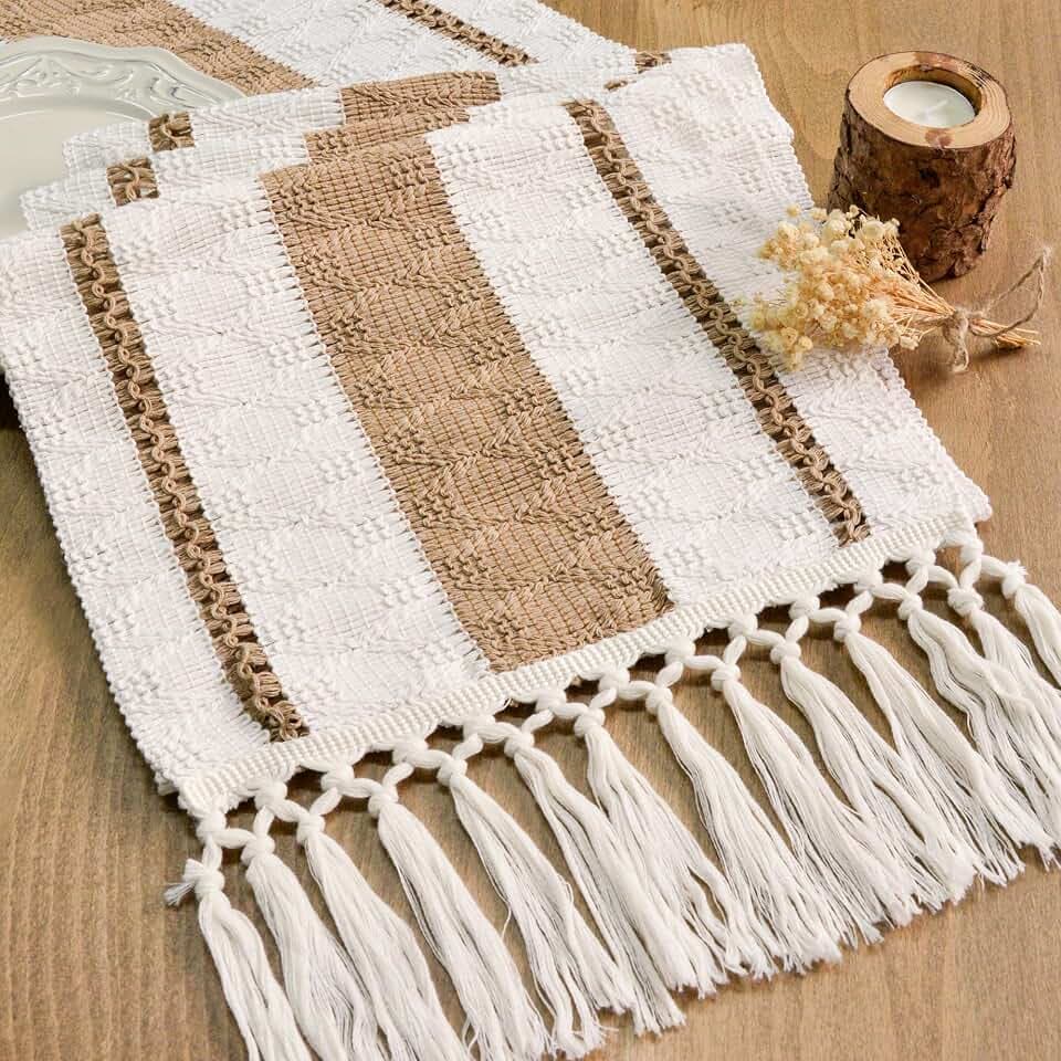 FEXIA Boho Table Runner with Tassels 12x72 Inch for Fall Home Decor