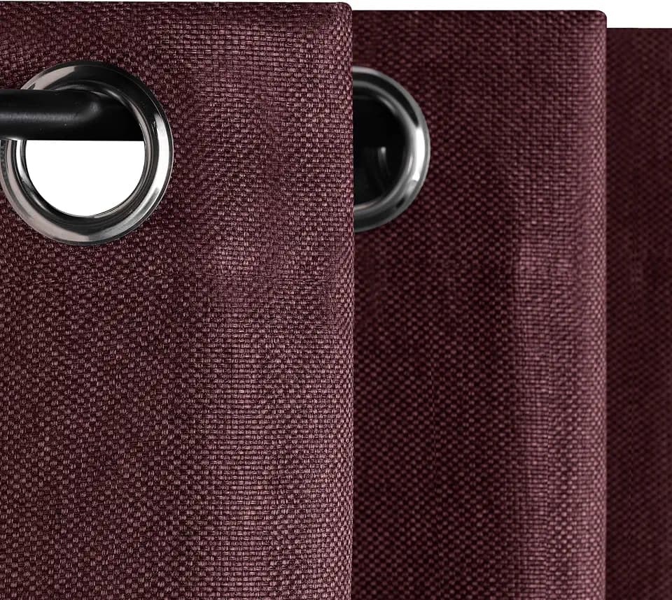 Superior Blackout Curtains, Insulated, Sun Blocking Curtain for Bedroom, Solid, Textured, Living Room Window, Thermal Woven, Jaxon Collection, Set of 2 Panels, 6 Grommets, 42" x 108", Mulberry