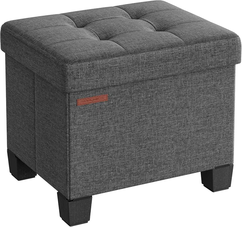 SONGMICS Storage Ottoman, Small Foot Rest, 15.7 x 12.6 x 13.2 Inches