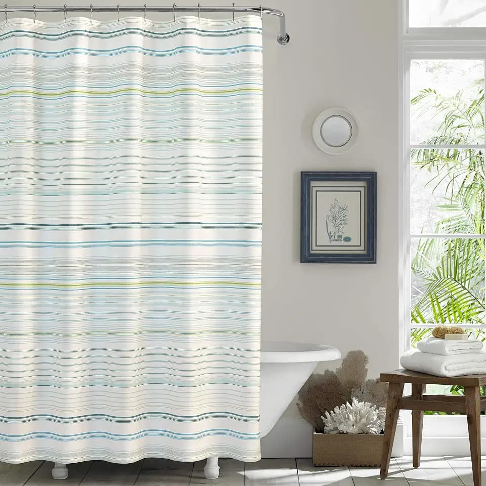 Tommy Bahama - Striped Shower Curtain, 100% Cotton Cabana Design