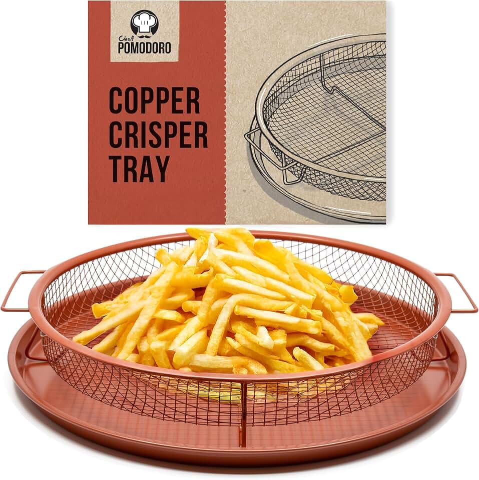 Chef Pomodoro Air Fryer Basket for Oven, Crisper Basket & Tray Set, 12.2in