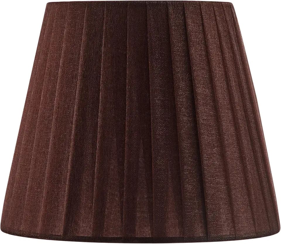 Aspen Creative 51527, Hardback Empire Transitional Clip-On Mini Small Shade in Brown Organza, 4" Top x 6" Bottom x 5" Slant