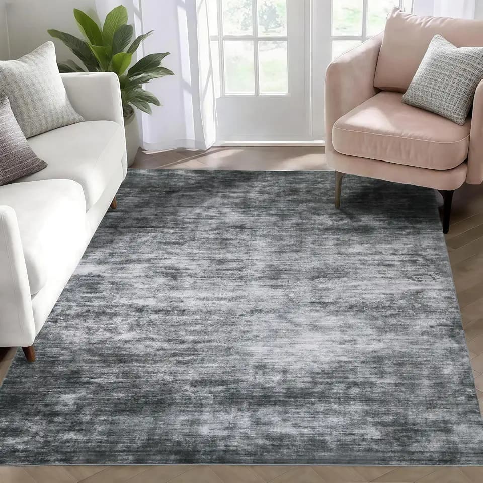 WILLSUN Washable Area Rugs, 4x6 Non-Slip Boho Large Area Rugs for Living Room, Bedroom, Machine Washable Vintage Rug, Indoor Floral Print Carpet for Home Decor, Kid & Pet Friendly Mat