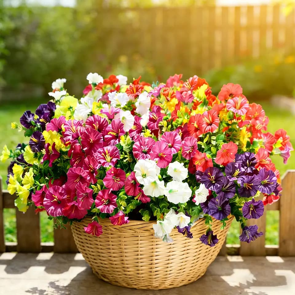 12 Bundles Artificial Flowers for Outdoors, Silk Morning Glory Flowers(Mix)