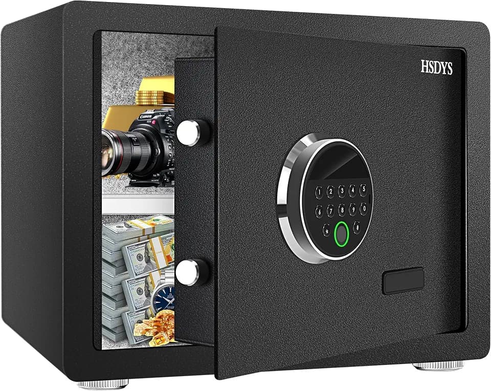 HSDYS 1.2 Cu Ft Biometric Home Safe with Digital Keypad and Key Lock