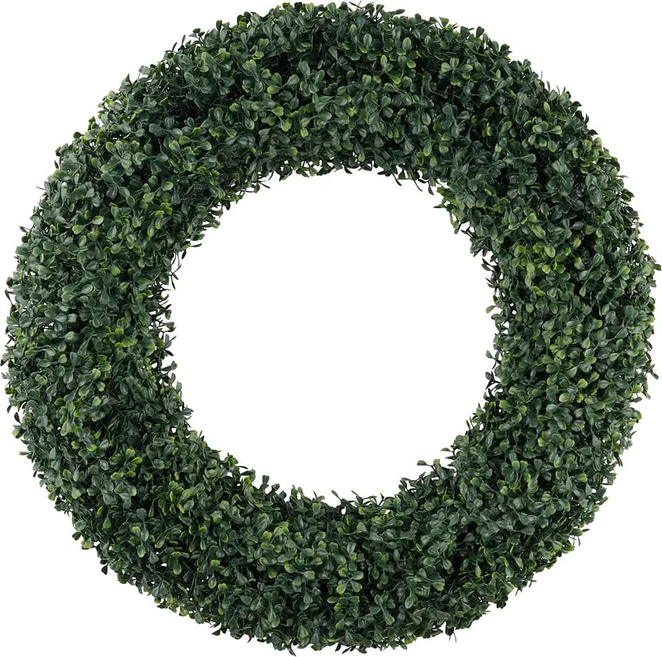 Pure Garden Large Boxwood Wreath for Front Door, Green 24”