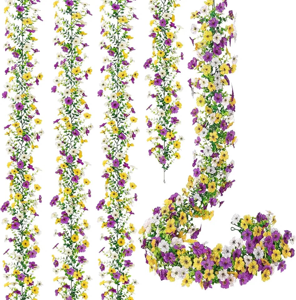 Artificial Flower Garland 4 Pack Summer Wildflower Floral Garland