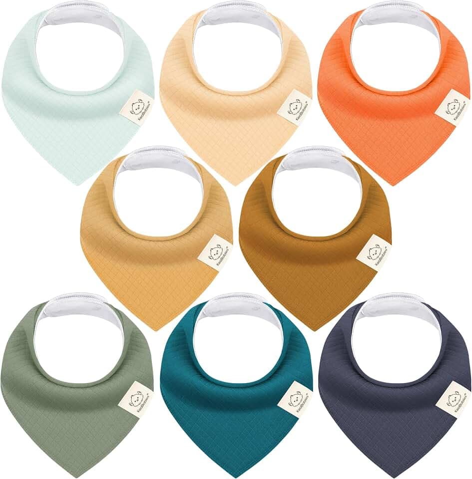 KeaBabies 8pk Organic Baby Bandana Bibs for Drooling Teething(Eclipse/Quin)