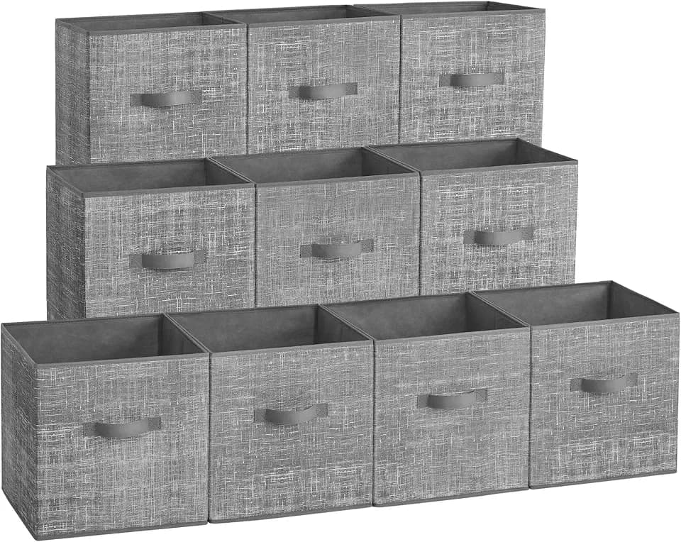 SONGMICS Storage Cubes, Set of 10, 11-Inch Foldable Closet Organizers