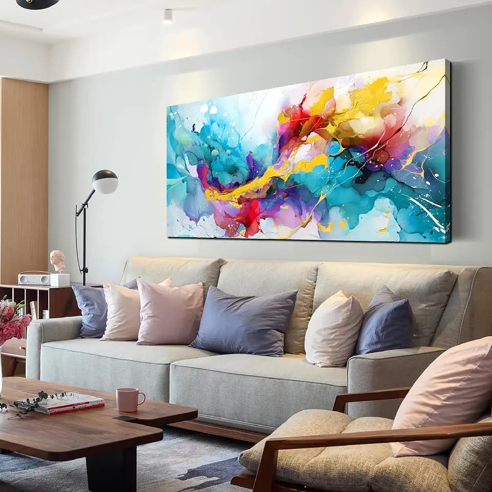 LAOTOART Abstract Canvas Wall-Art for Living Room - Colorful Wall Art Bedroom Office Artwork Wall Decor Ready to Hang Size 24" x 48"