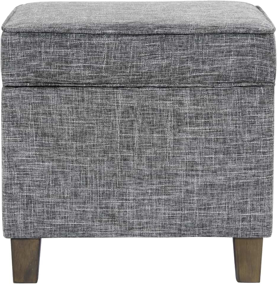 HomePop 18" Classic Square Storage Ottoman - Slate Grey