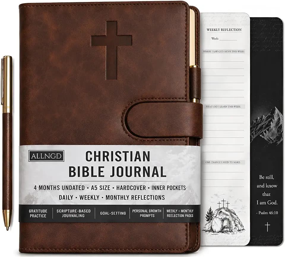 Bible Study Journal – Guided Prayer Journal with Daily Scripture Prompts & Reflections – Premium Leather Christian Gift for Faith & Spiritual Growth