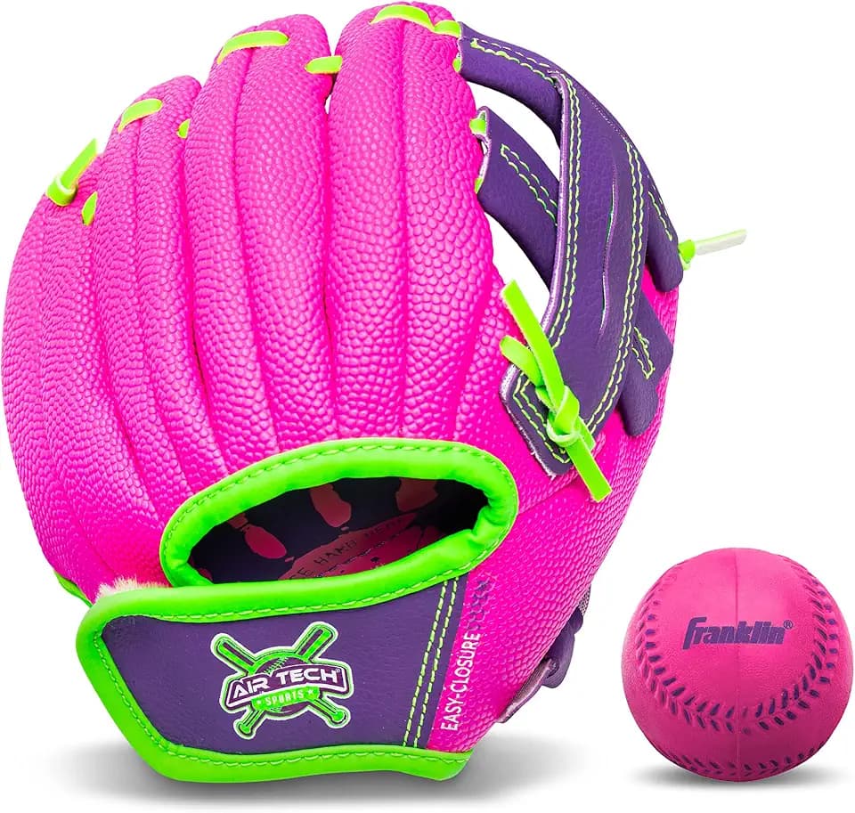 Franklin Sports Air Tech Baseball Glove with Ball - Tee Ball - Soft Air Tech Foam