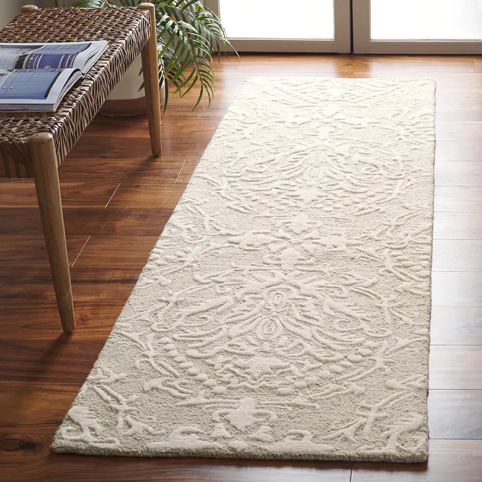 SAFAVIEH Blossom Collection 2' 3" x 6' Sage/Ivory BLM107C Handmade Premium Wool Entryway Foyer Living Room Bedroom Kitchen Runner Rug