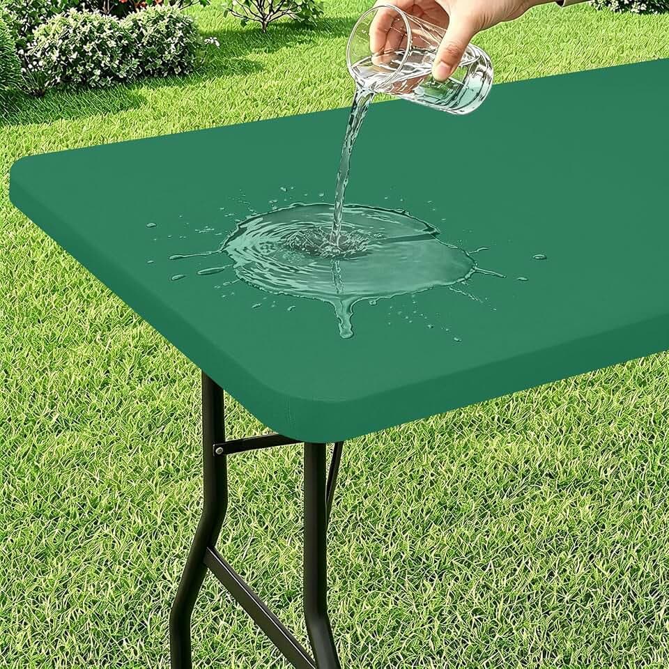 misaya 6 Foot Elastic Fitted Table Cloth with Flannel Backing
