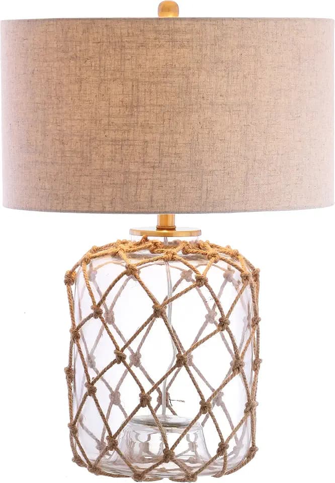 JONATHAN Y Coastal Glass and Rope Table Lamp 26.5", Brown/Clear