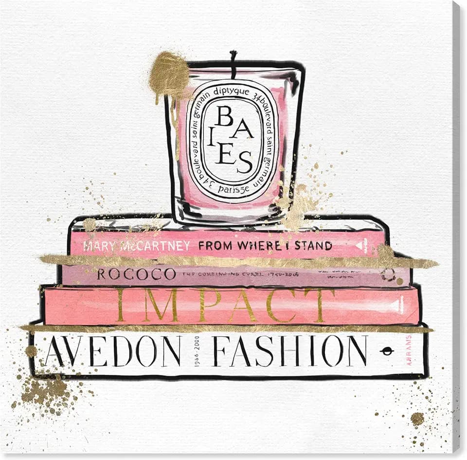 The Oliver Gal Artist Co. Fashion and Glam Wall Art Canvas Prints 'Saint Germain Blvd' Home Décor, 12" x 12", Pink, White