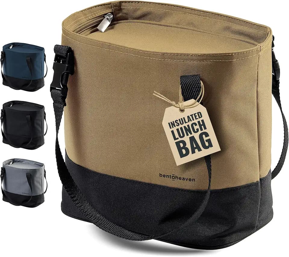 Bentoheaven Insulated Lunch Bag for Work, Women & Men, Cooler Tote, Beige