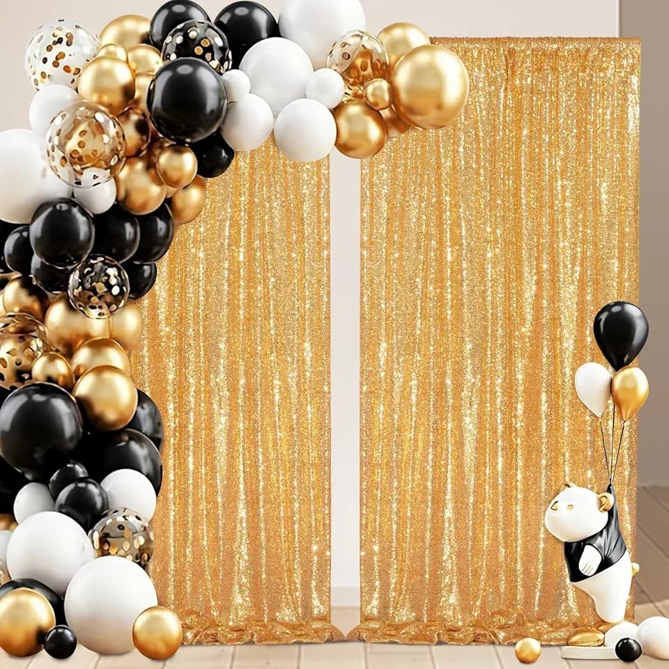 2er Vorhang Hintergrund Pailletten für Hochzeit Geburtstagsdeko 60x240 cm