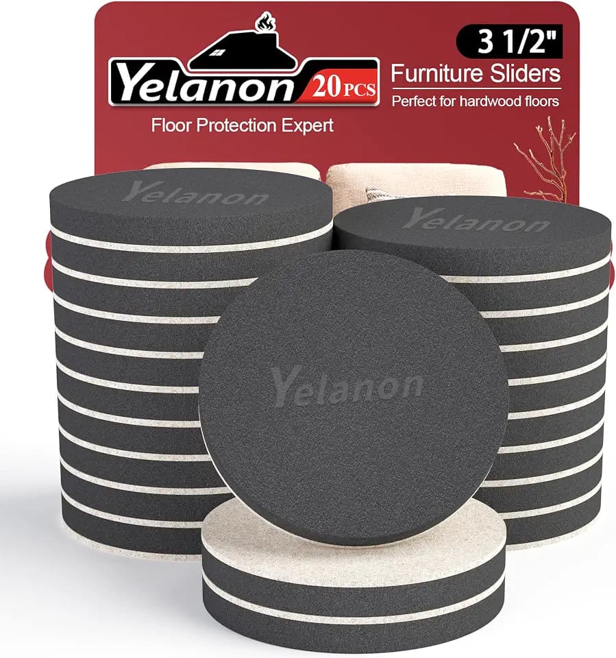 Felt Furniture Sliders for Hardwood Floors Yelanon 20 PCS-3 1/2"Moving Pads