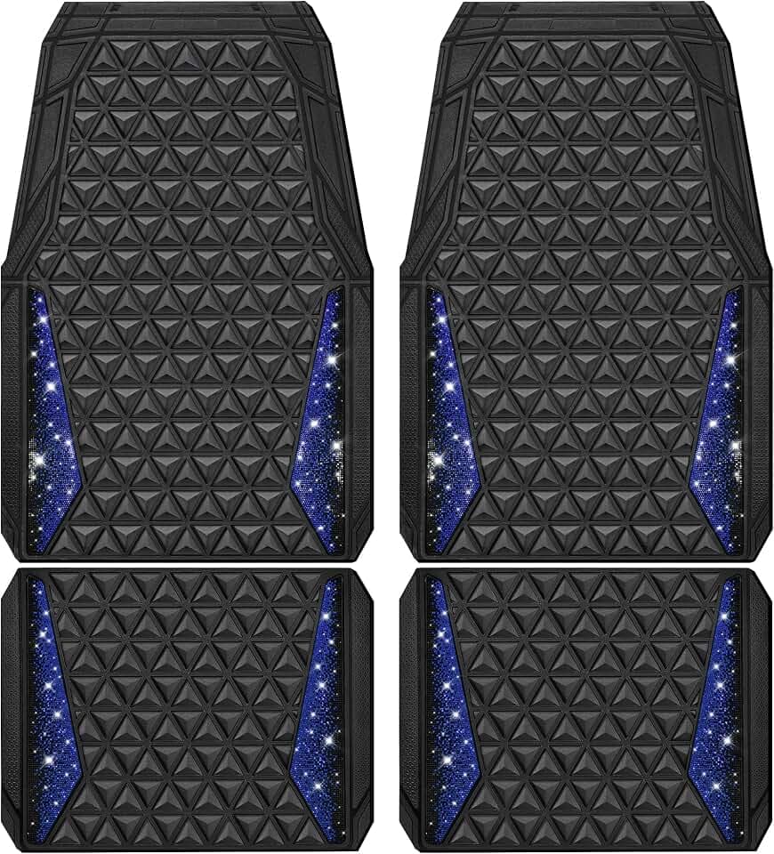 CAR PASS Bling Kristall Automatten, Diamant Gummi Fußmatten Komplettes Set